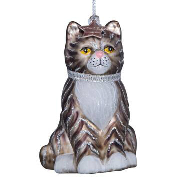 Tabby cat glass ornament