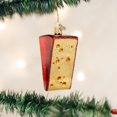 Cheeze wedge glass ornament
