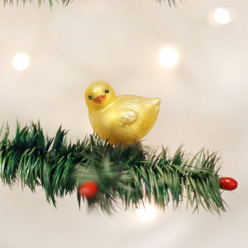 Baby chick clip-on glass ornament