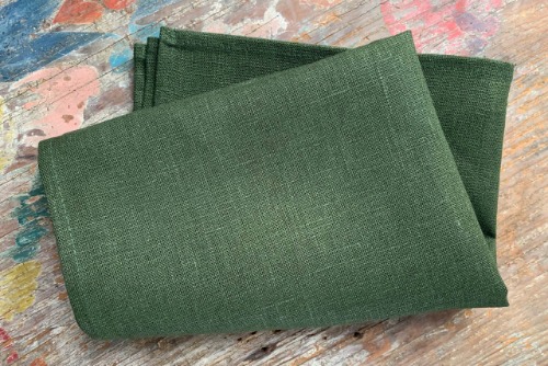Thick linen kitchen cloth - deep green